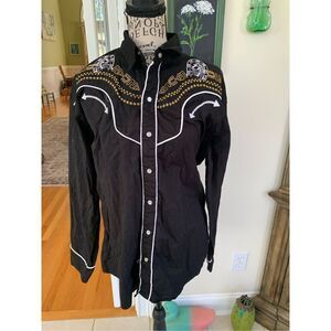 Osmar Embroidered Horse Shoe Western Pearl Snap Button Long Sleeve Shirt